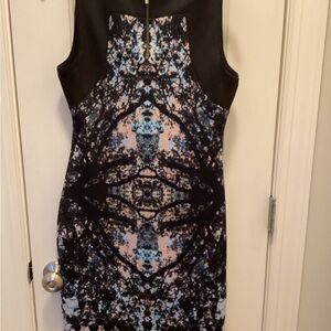 Hale Bob Elegant Black and Blue Patterned Dress